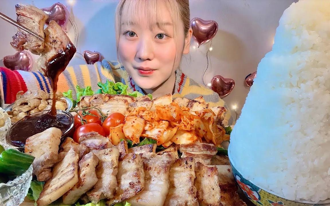 图片[1]-[MIYU美优]吃烤五花肉|烤牛肉|泡菜|饭山|吃播-MIYU美优 / 日本ASMR-秀房